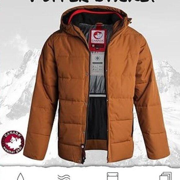 Carhartt color Canada Weathergear Puffy Fake Fur Trim Hooded Parka Jacket XL - Picture 1 of 7